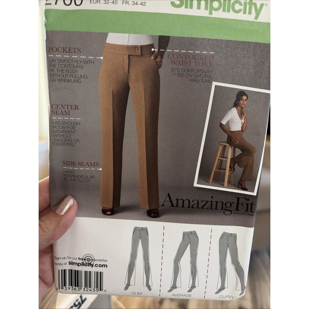 Simplicity Amazing Fit Pattern 2700 Misses Pants Slim-Average-Curvy 6-14 Uncut